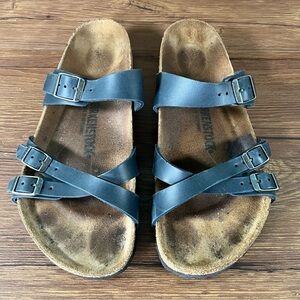 BIRKENSTOCK Franca Blue Leather Slides Sandals Women’s Size 10 (41) Shoes